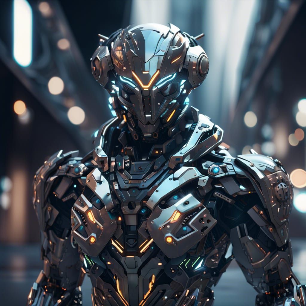 Futuristic Soldier in Cybernetic Armor, Sci-Fi Art