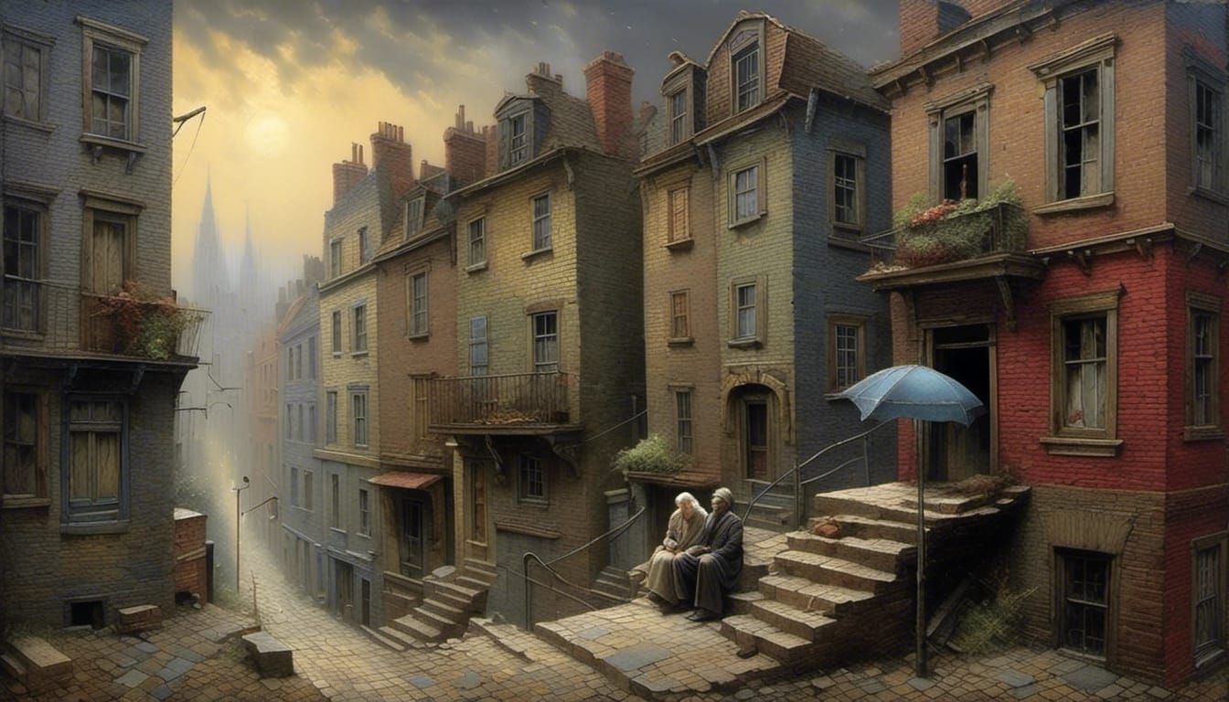 Fantasy Tromp L’oeil Painting of Urban Despair