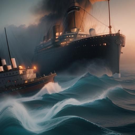 Titanic in Ruins: A Dramatic Oil Painting