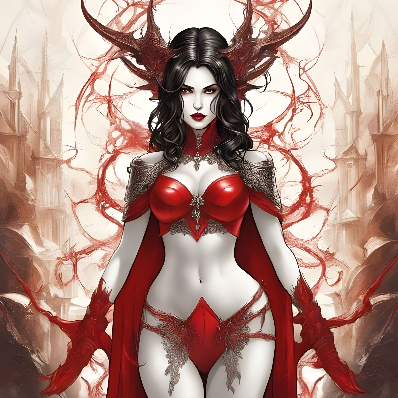 Portrait of a Beautiful Girl with Red Lingerie