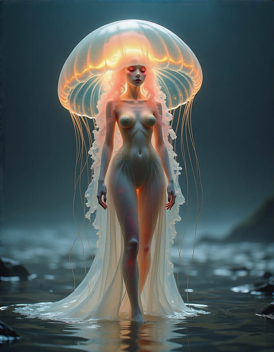 Ethereal Jellyfish-Like Being in Dreamscape