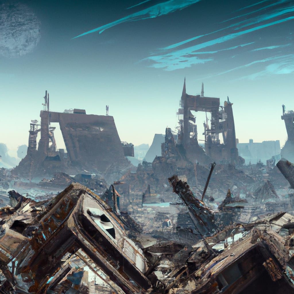 Steampunk Wasteland: Hyperrealistic Galactic Panorama