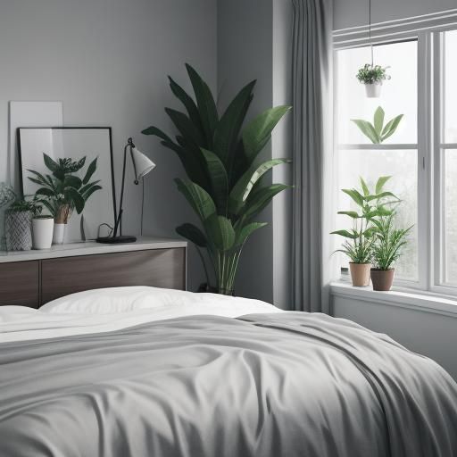 Serene Light Gray Bedroom with Natural Lighting