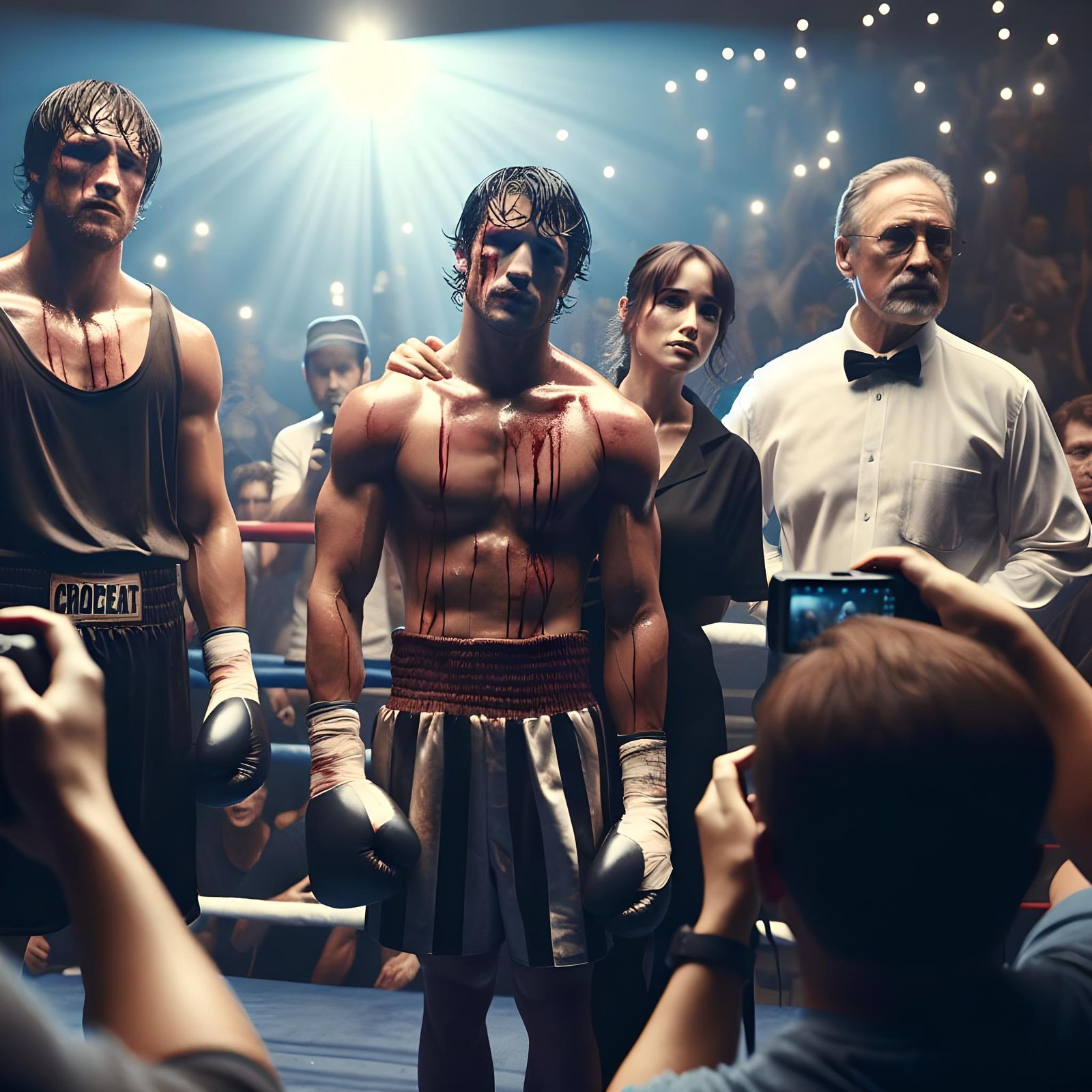 Intense Boxing Match: Cinematic Film Still