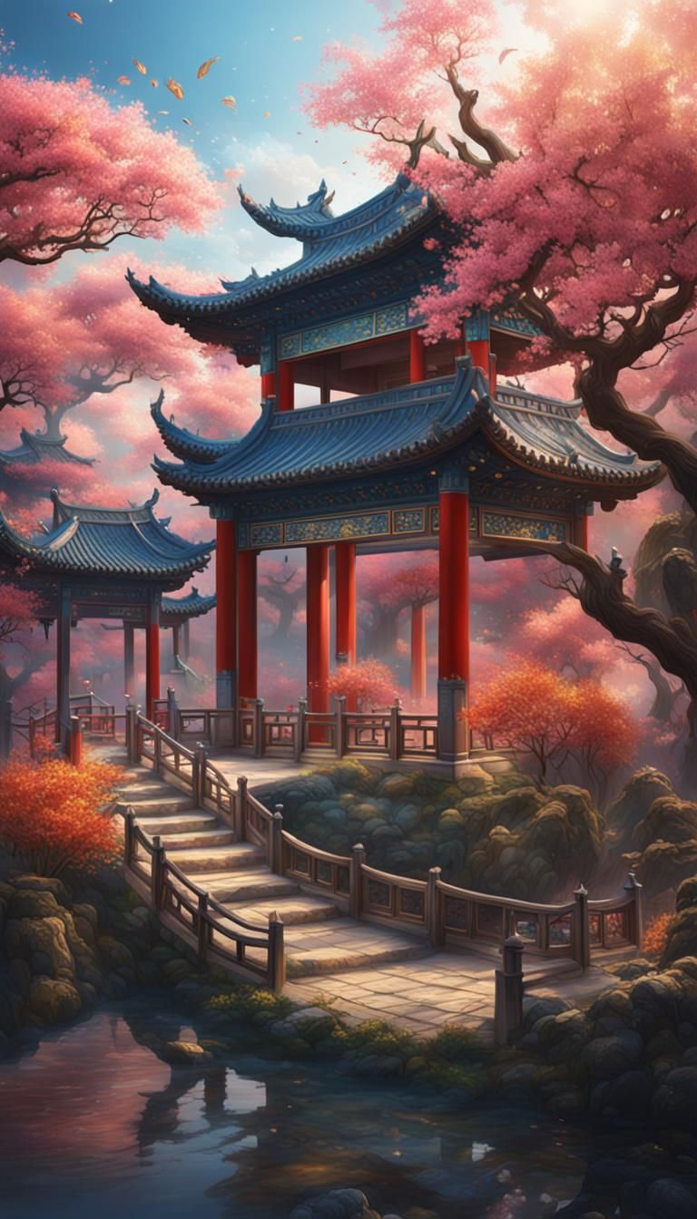 Spring Equinox: Chinese Calligraphy in Detailed Matte Painti...