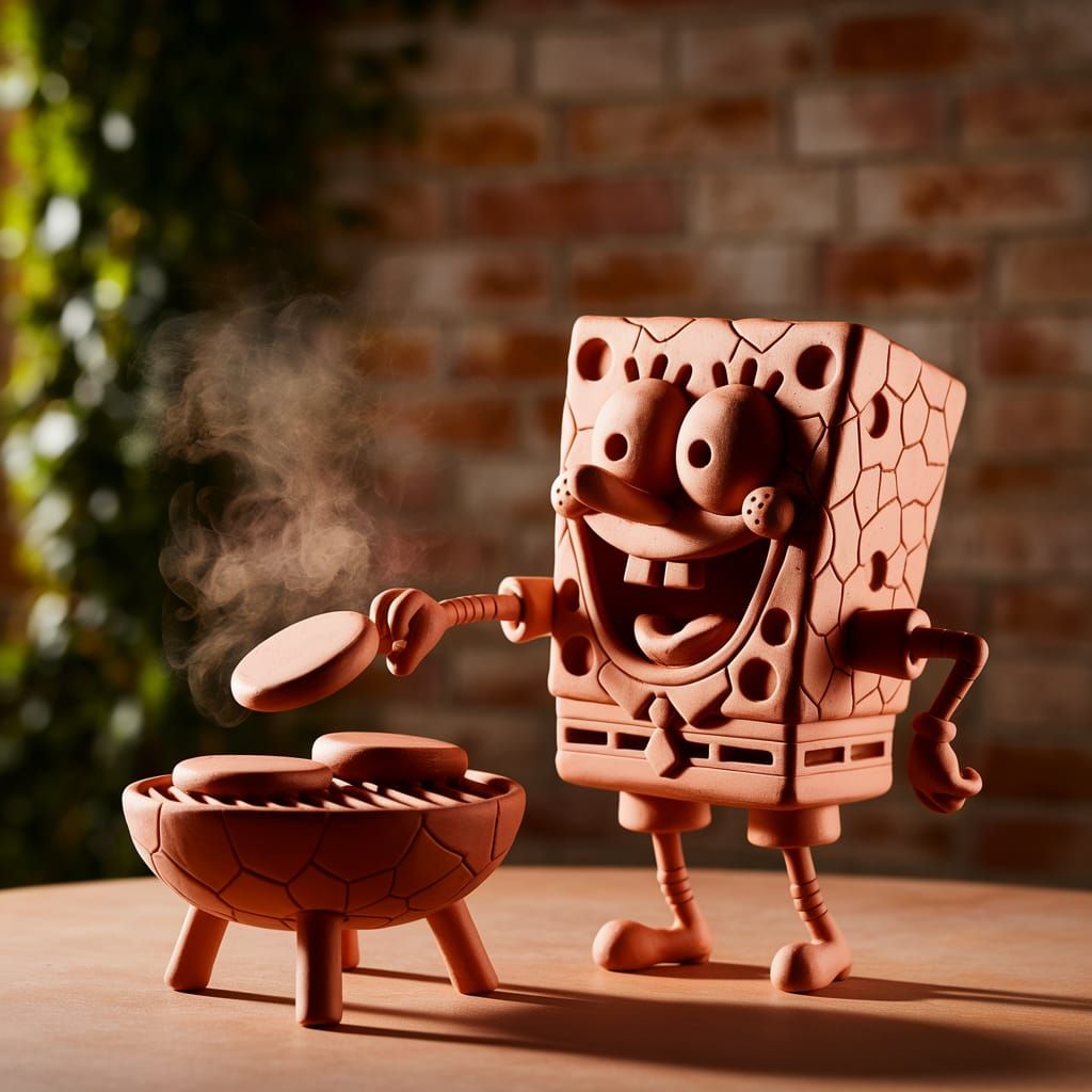 Terracotta Sculpture of Spongebob Squarepants