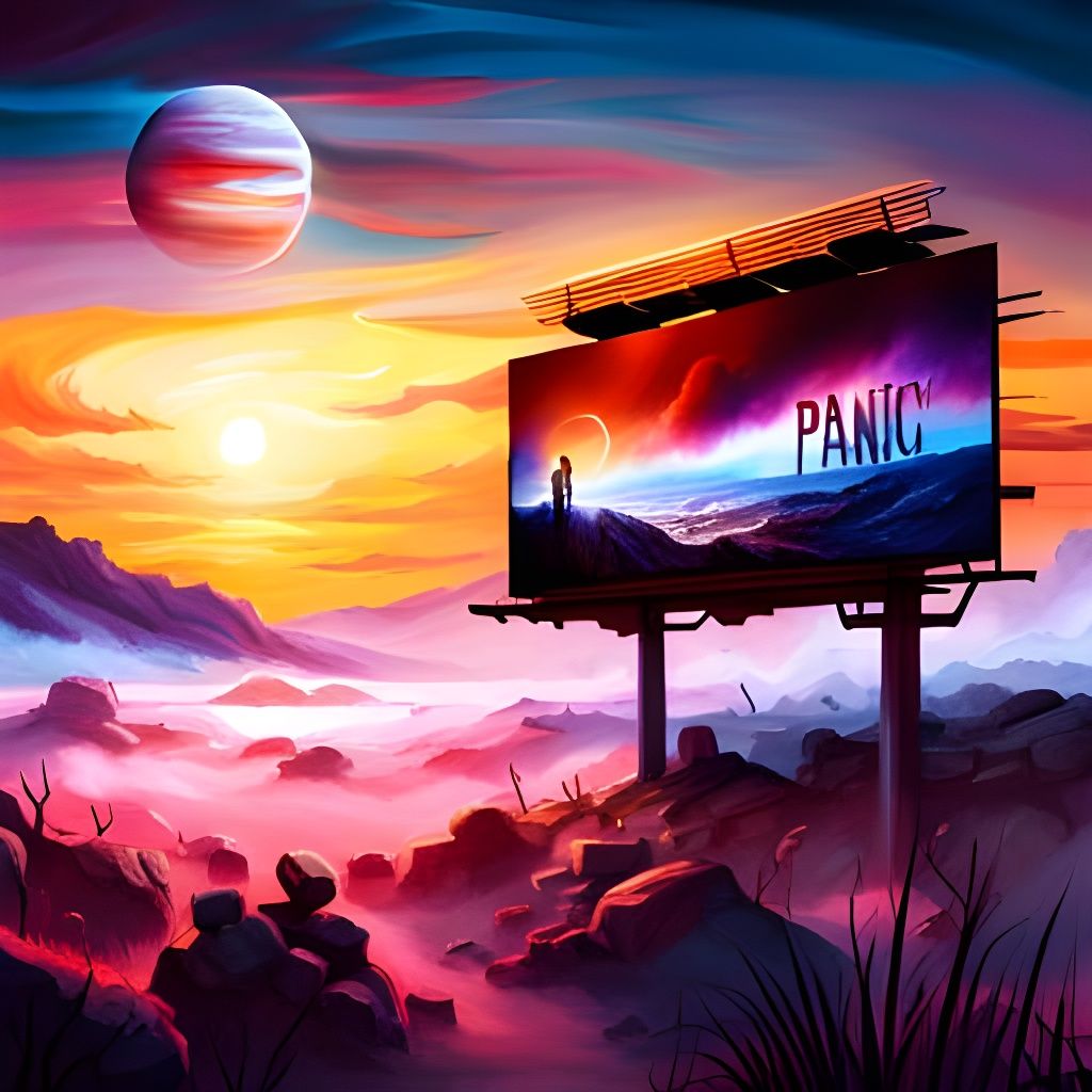 Post-Apocalyptic Billboard with Planets, by Fantasy Artists