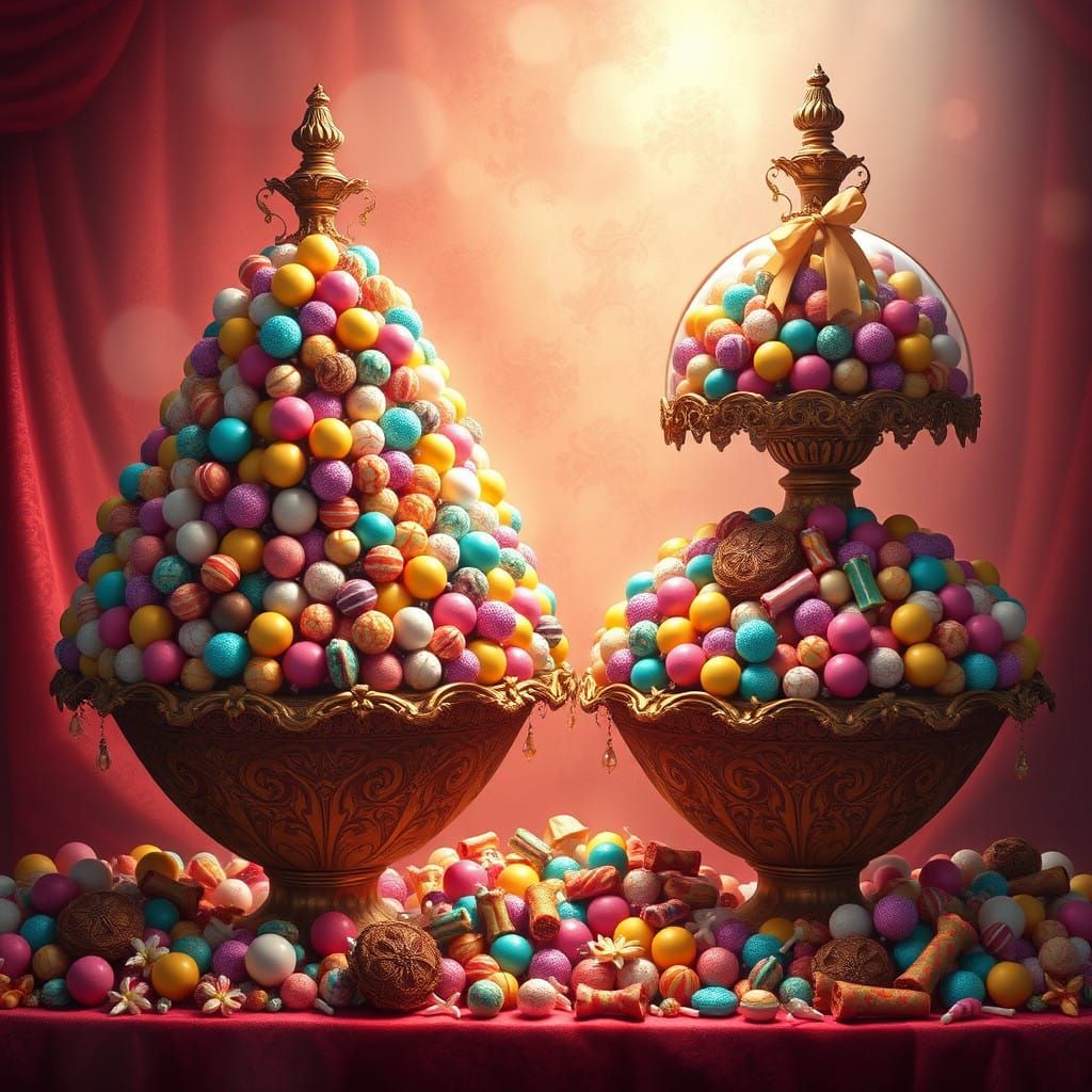 Whimsical Bonbonnières Overflowing with Rainbow Candies in a...