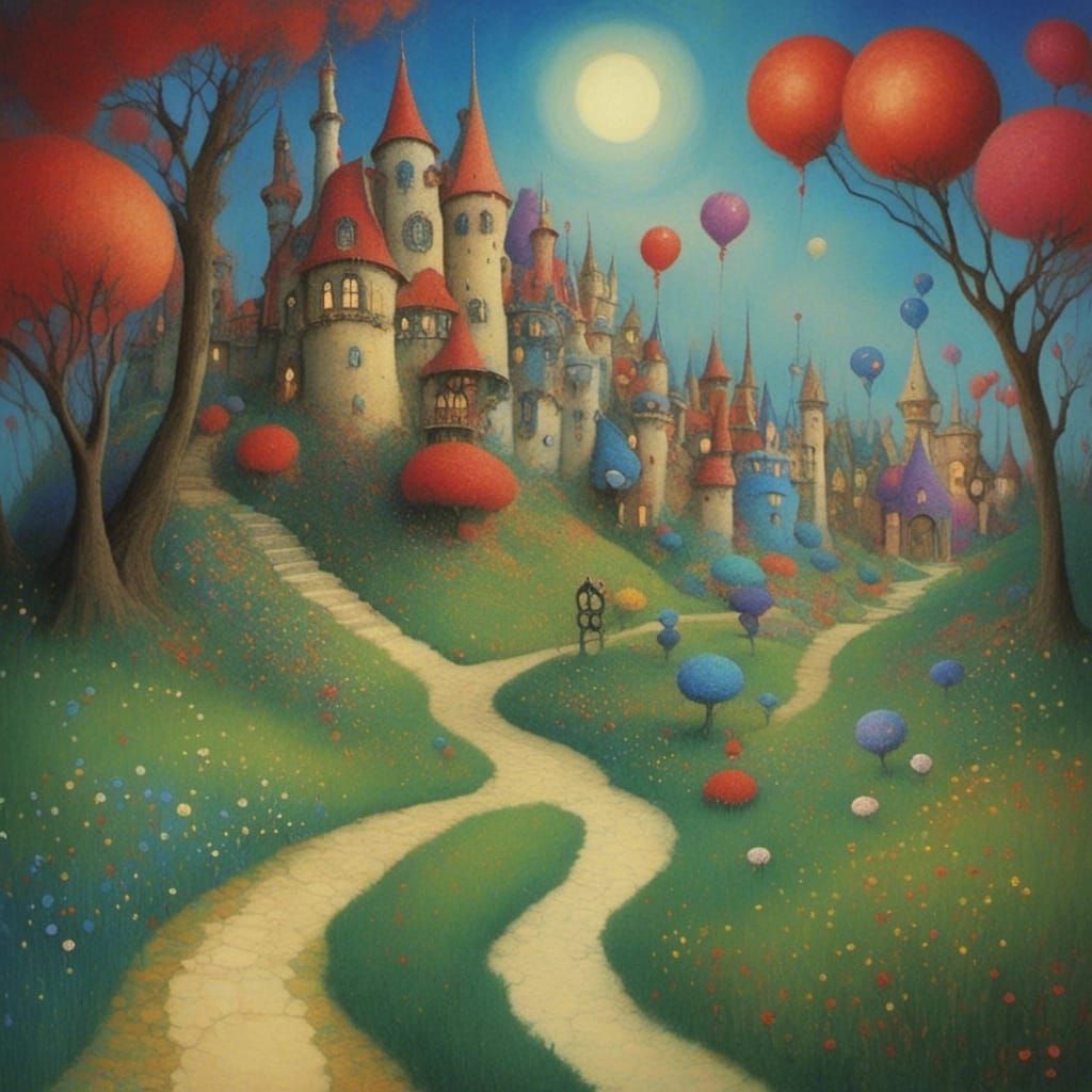 Tim Burtonesque Whimsical Dreamscape with LORA