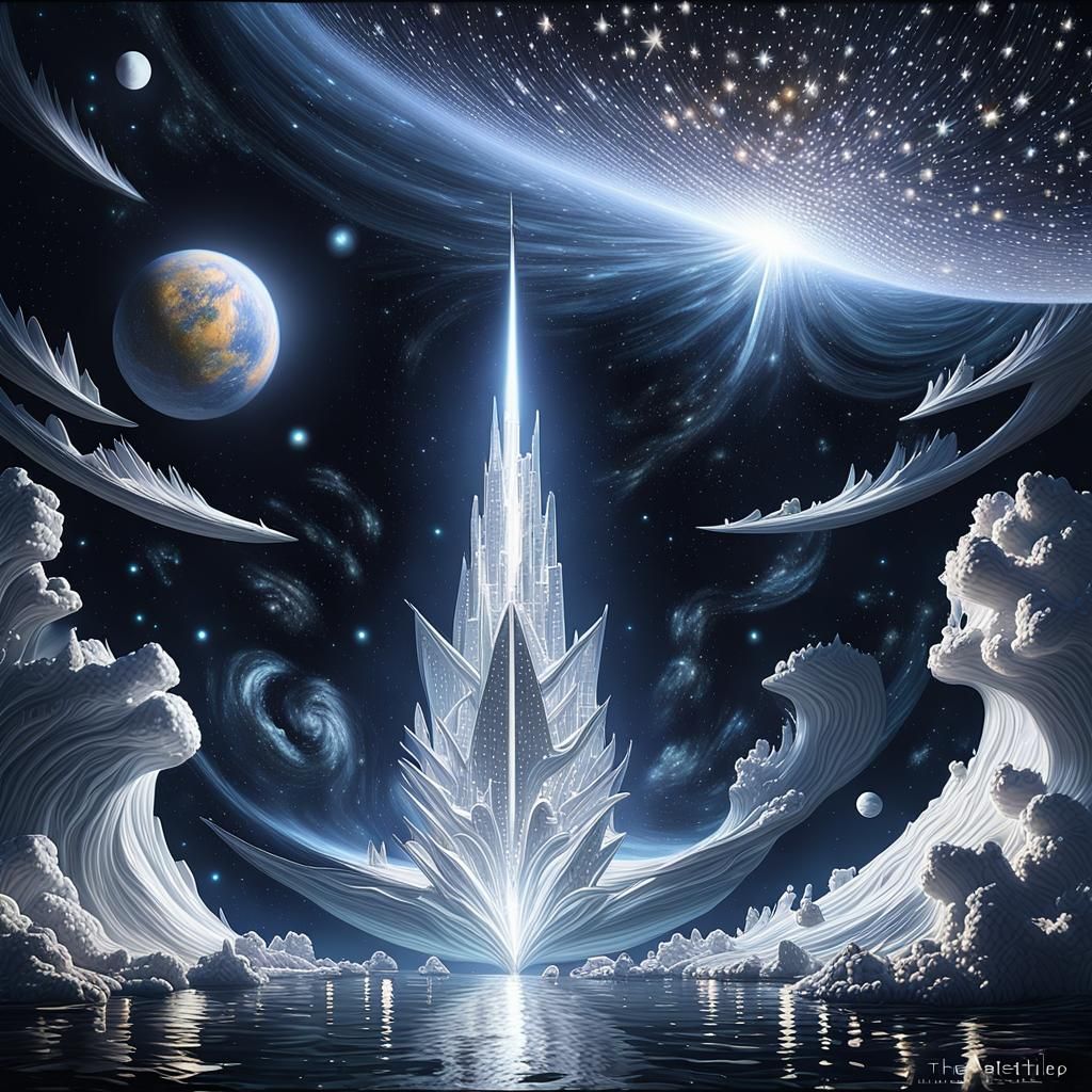 Silver Spaceship Sails Through River of Stars