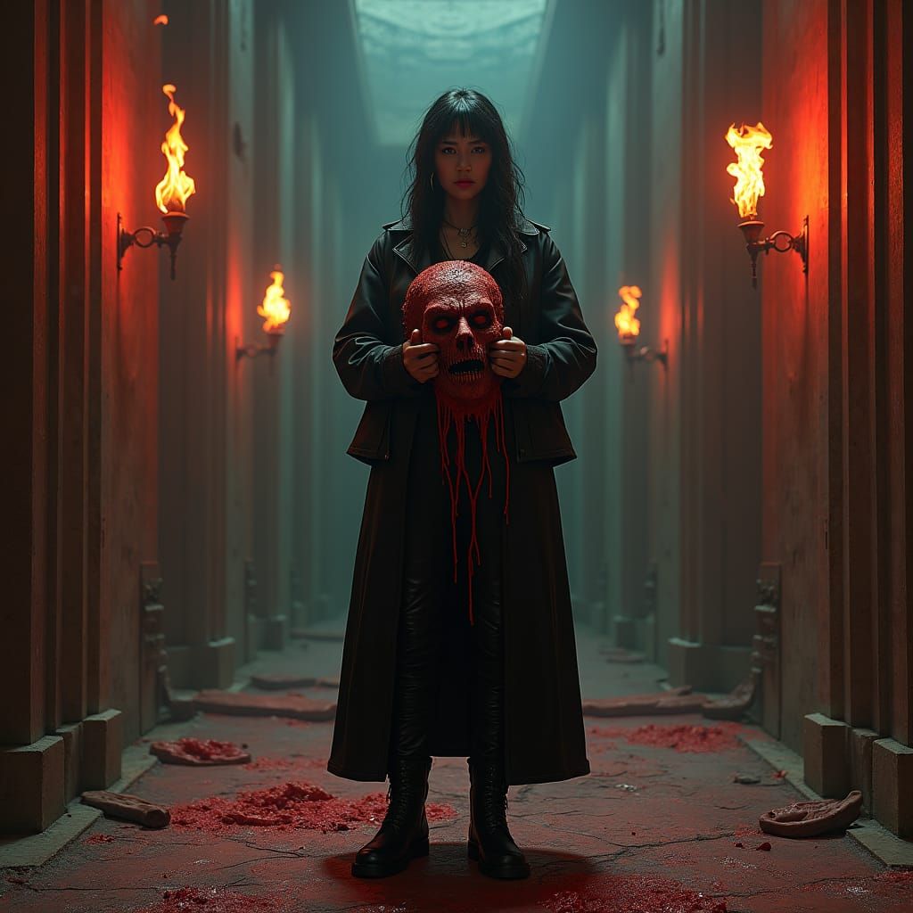 Gogo Yubari with Holofernes Head in Inferno, Baroque Style