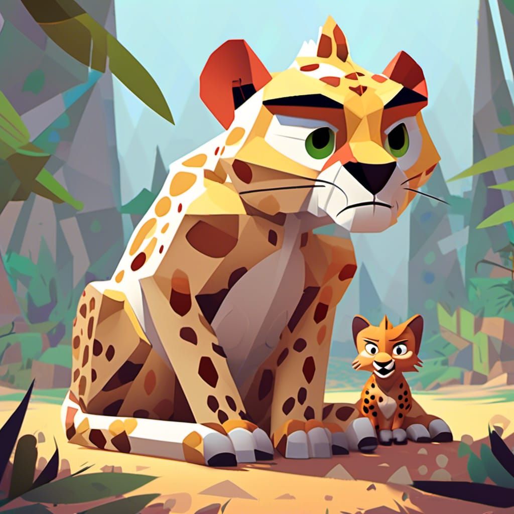 Pixar Cheetah Illustration in 3D Style