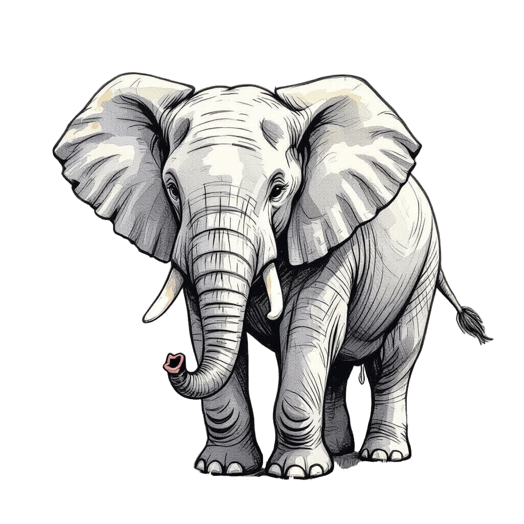 Elephant Pencil Art for Coloring