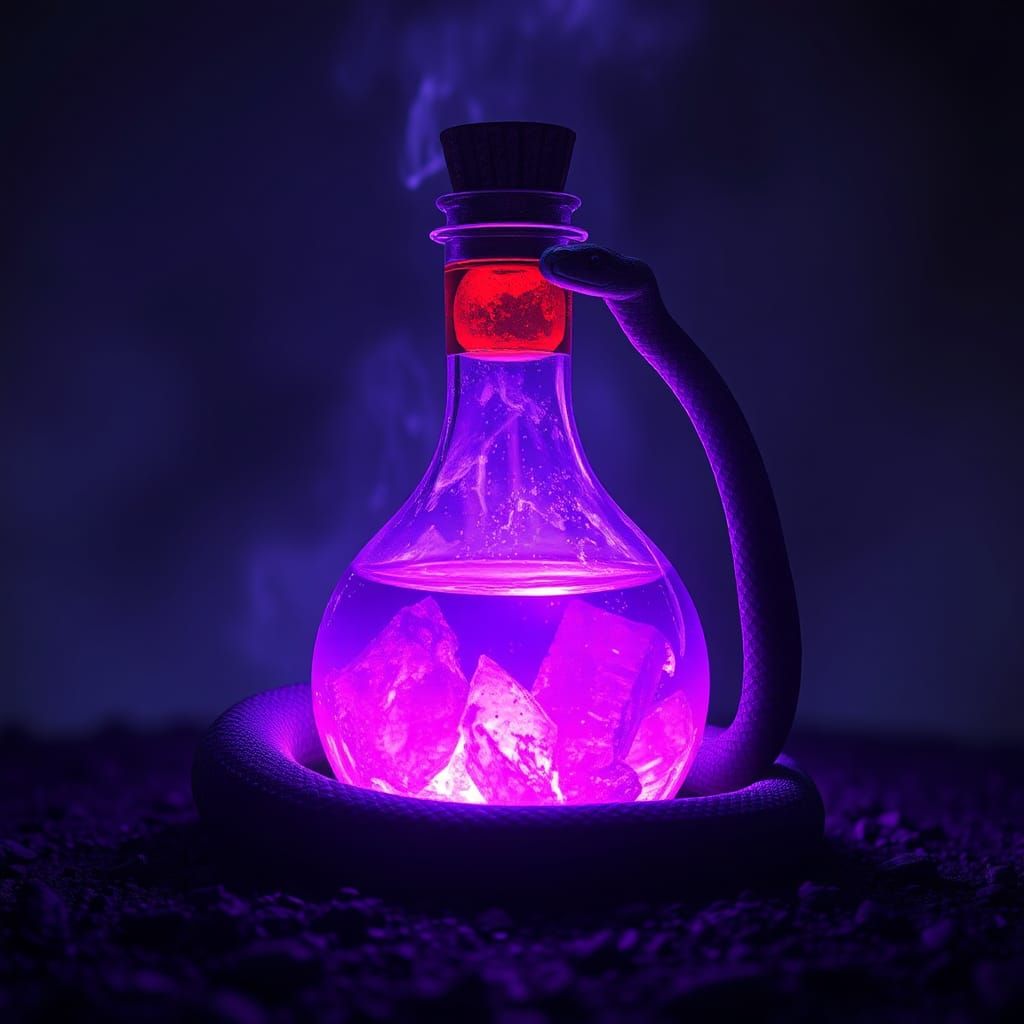 Glowing Potion with Snake, Digital Matte Painting