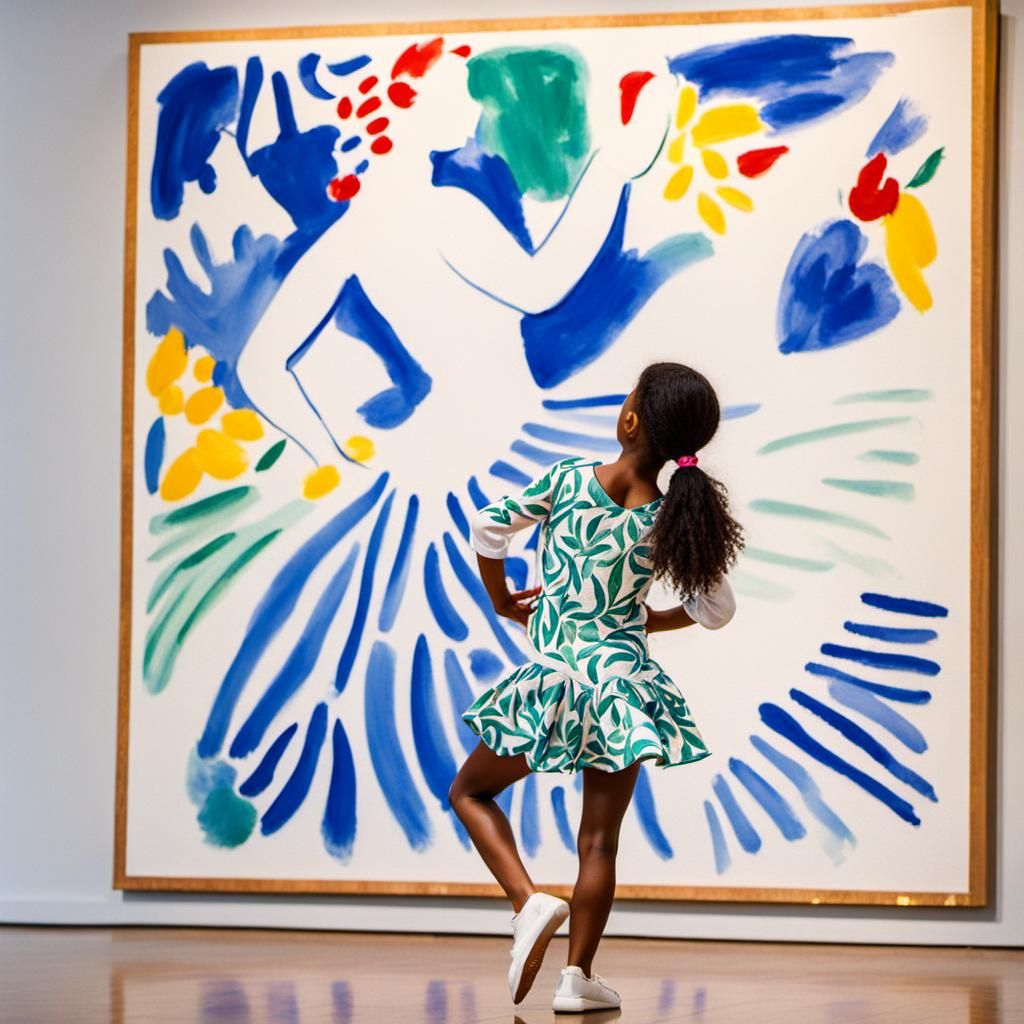 Dancer Observes Fauvist Painting in Natural Light