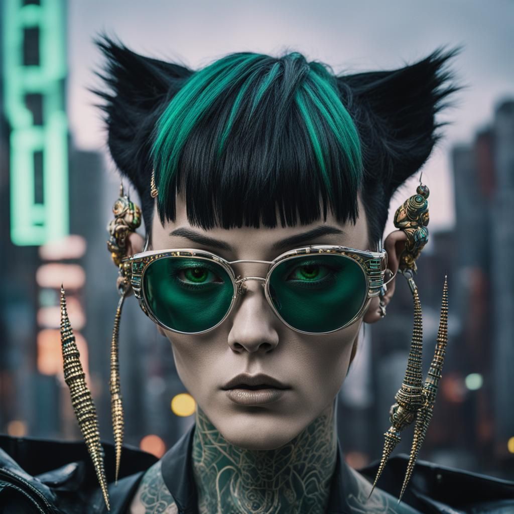 Futuristic Tokyo: Androgynous Model in Cyberpunk Style
