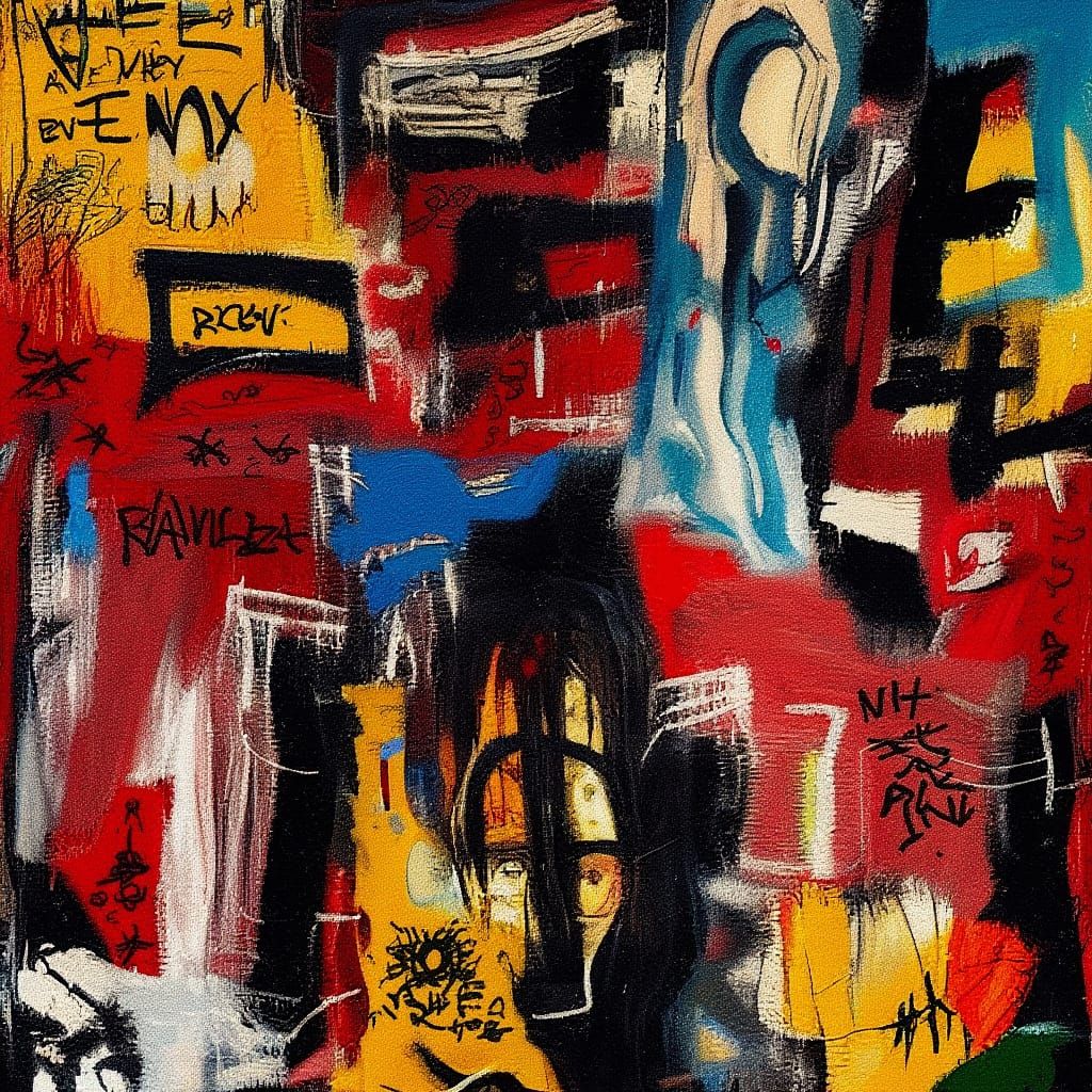 Energetic Graffiti Art Inspired by Basquiat's Style