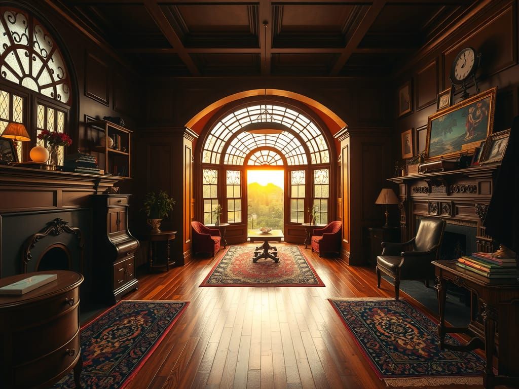 Victorian Inglenook Interior at Magic Hour