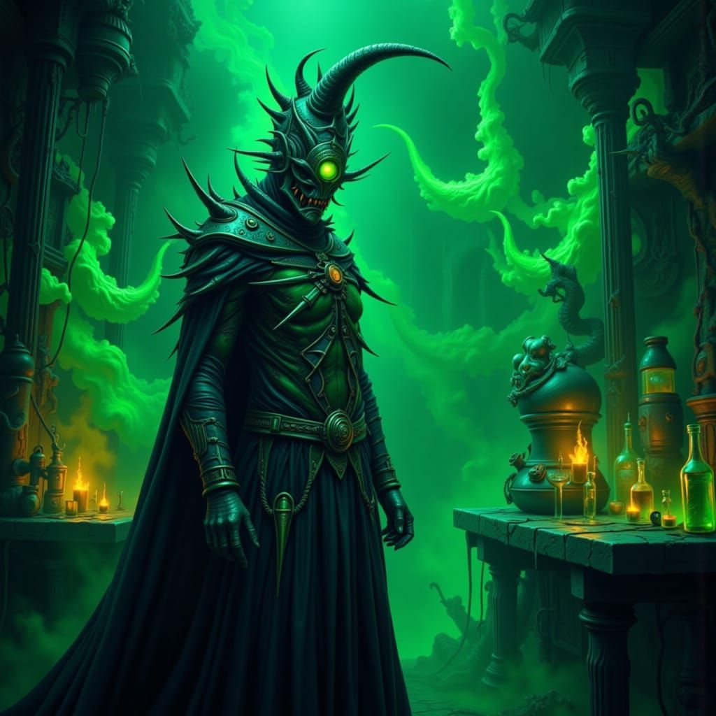 Plague Doctor in Emerald Smoke, Labcore Atmosphere