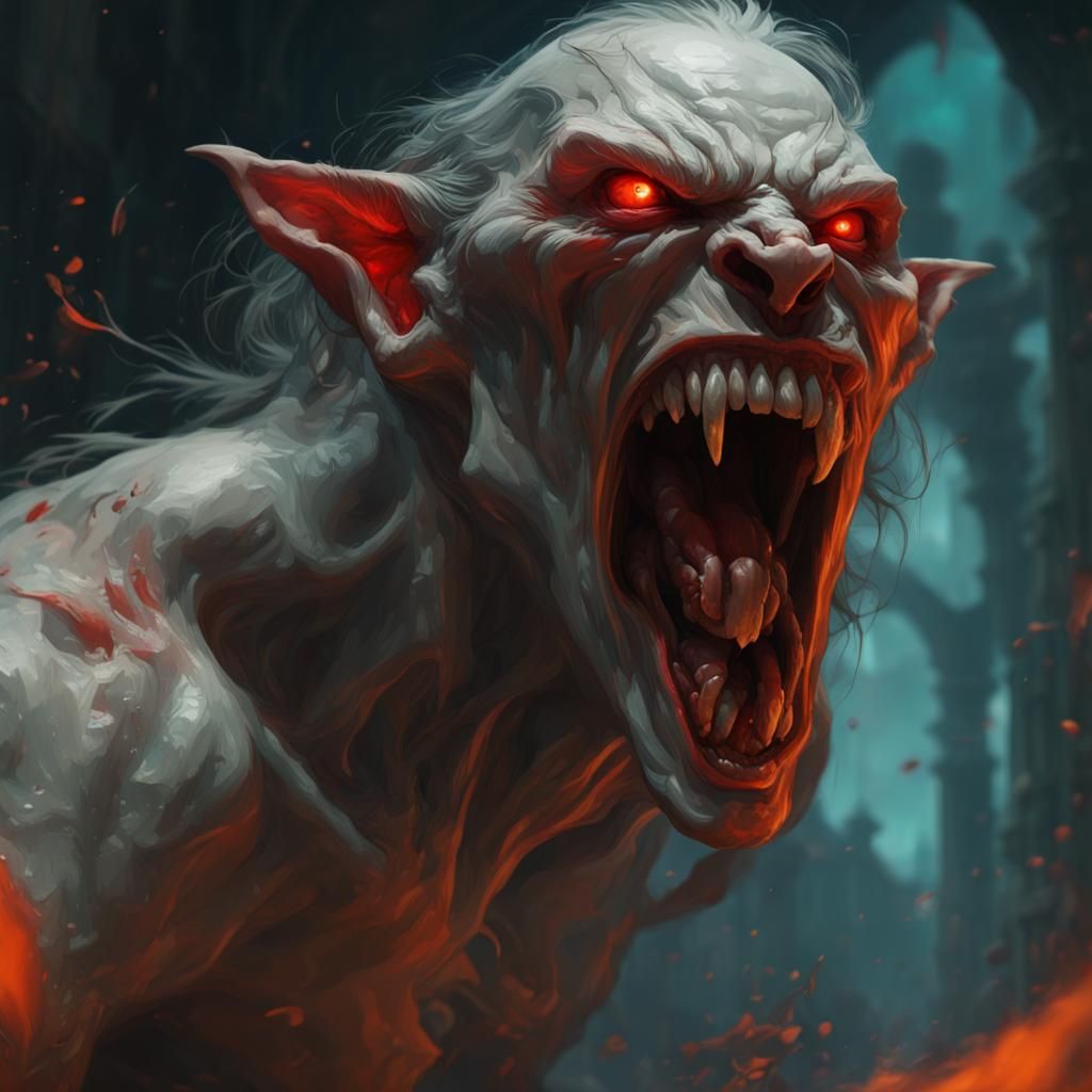 Pale Vampire Screaming in Anger, Art Nouveau Style