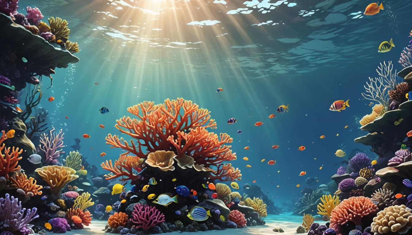 Colorful Coral Reef Scene in Anime Style