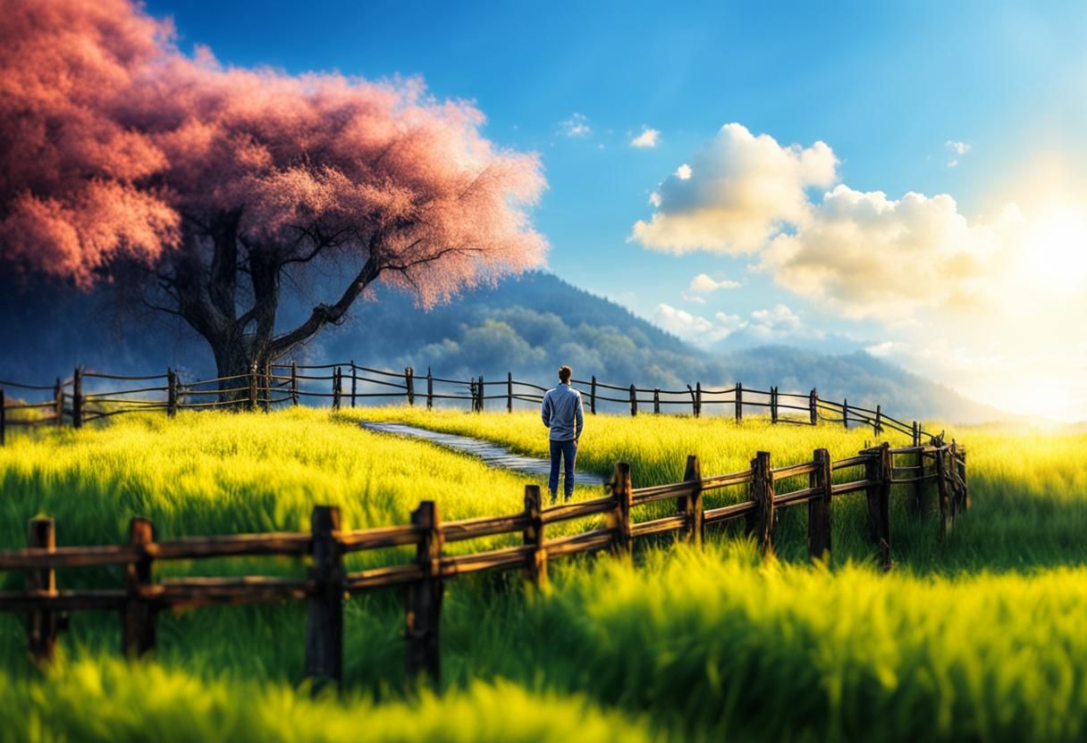 Man on a Fence: Hyperrealistic Cinematic Portrait