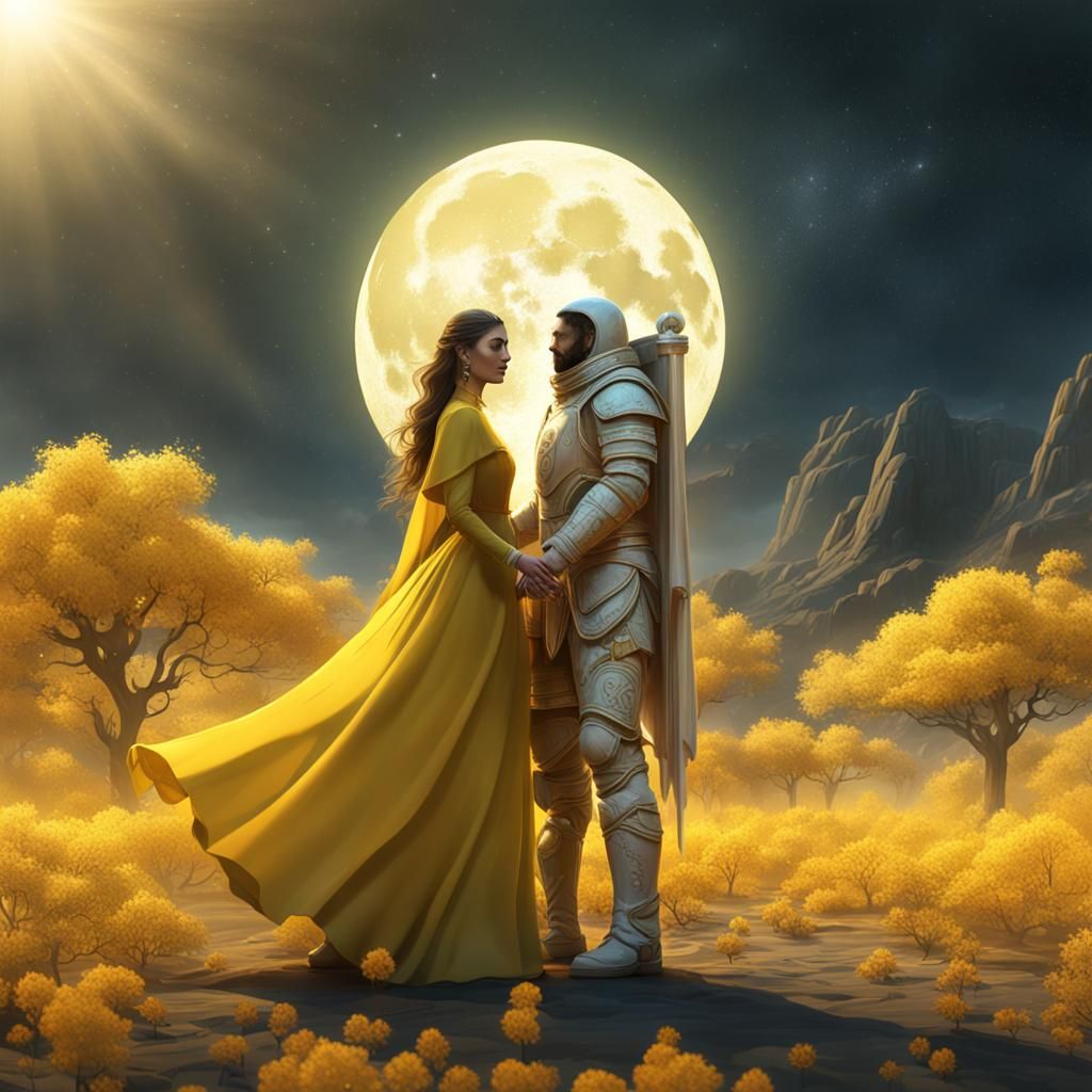 Celestial Moon Man and Sun Woman in Fantasy Art