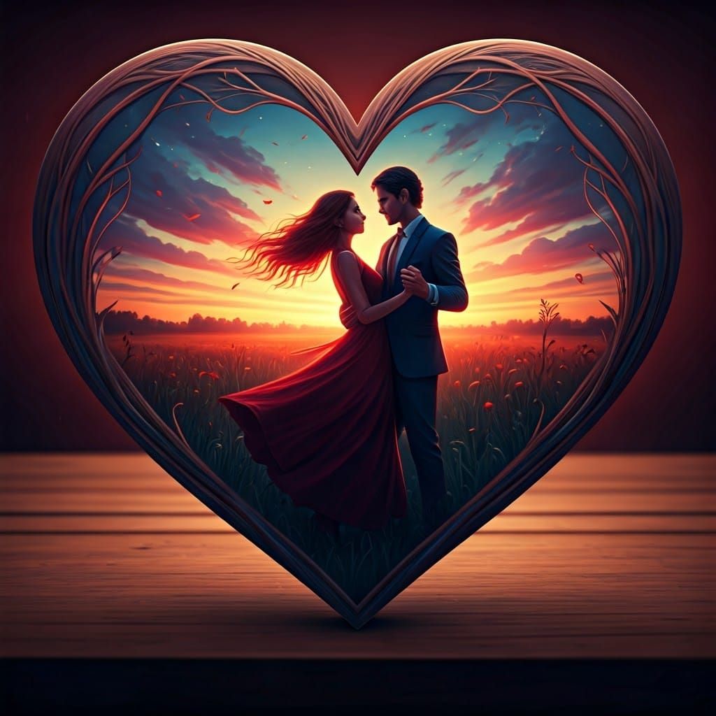 Serene Valentine's Day Scene in Whimsical Fantasy Style