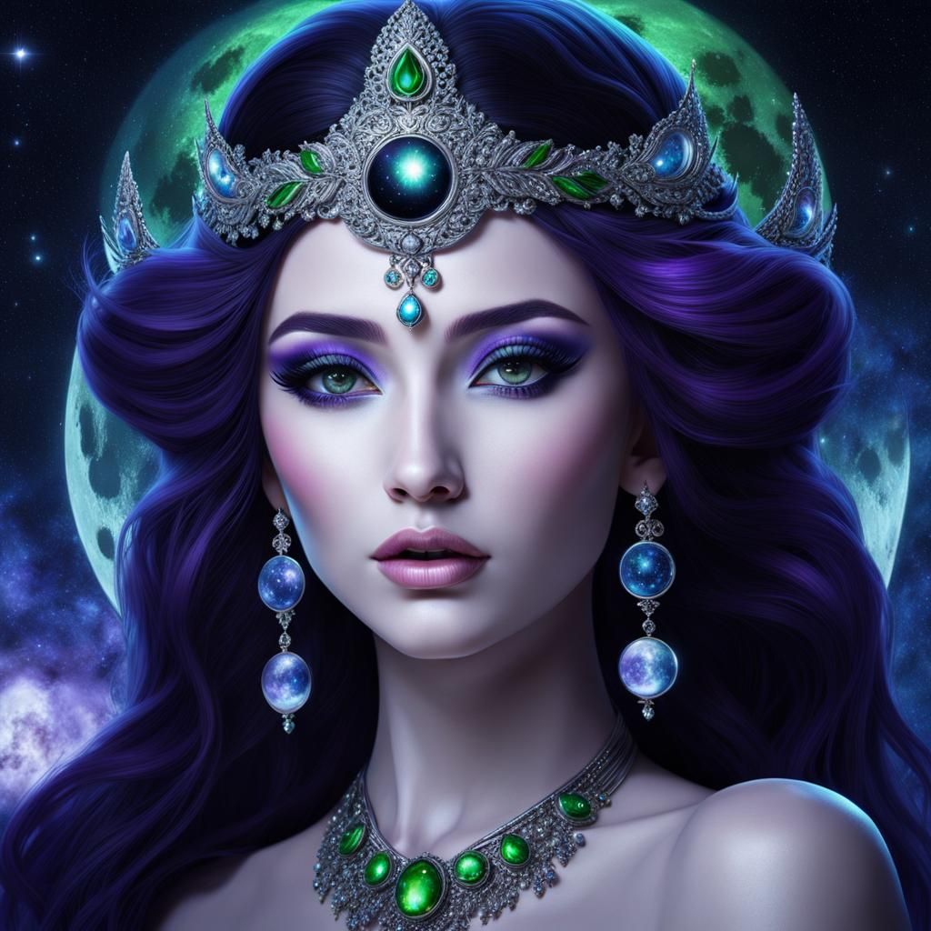 Celestial Lunar Nymph with Stardust Hair