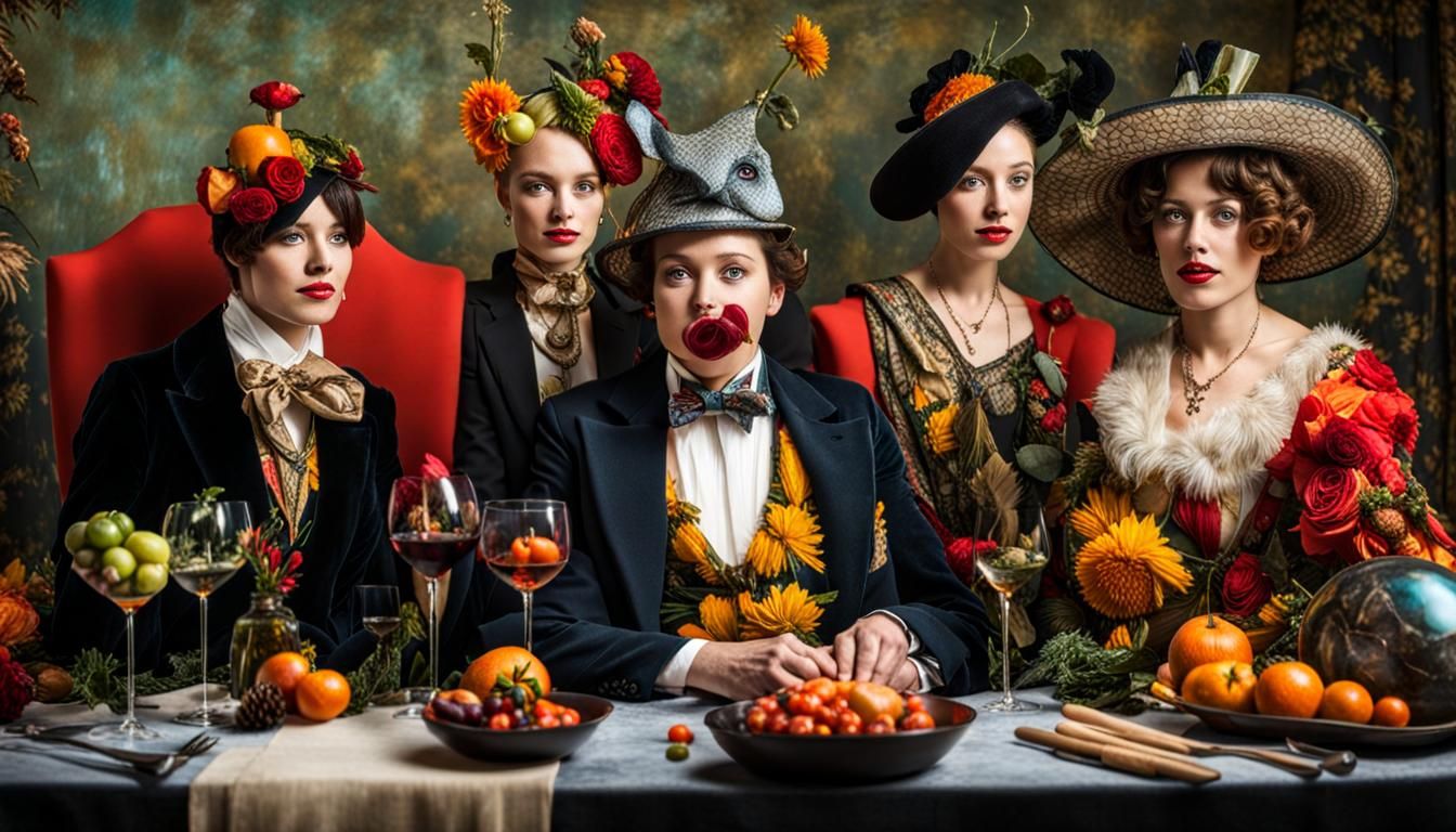 Surreal Alien Restaurant Celebration in Magical Realism