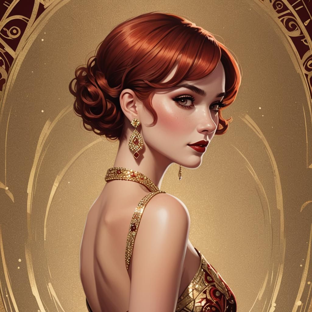 Charming Art Deco Casino Girl in Pixar Style