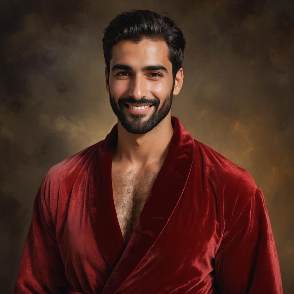 Radiant Man in Velvet Bathrobe, Astral Illustration