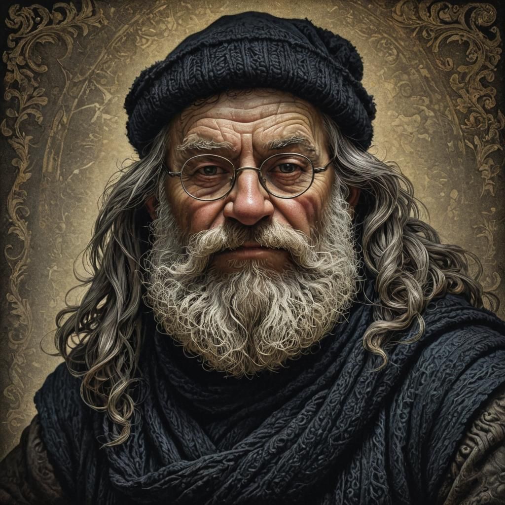 Baroque Fantasy Portrait of a Grizzled Dwarf Scribe