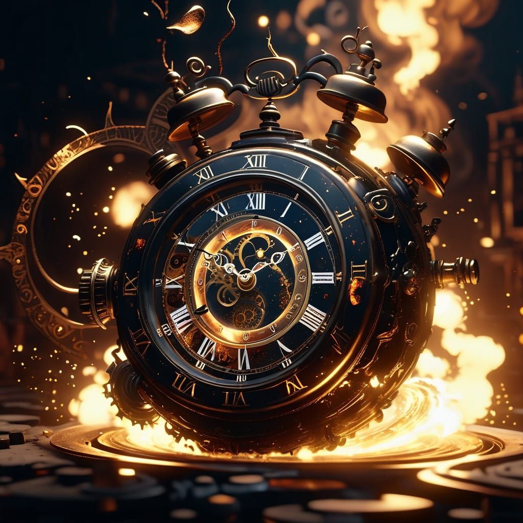 Fractured Obsidian Cherry with Golden Steampunk Elements