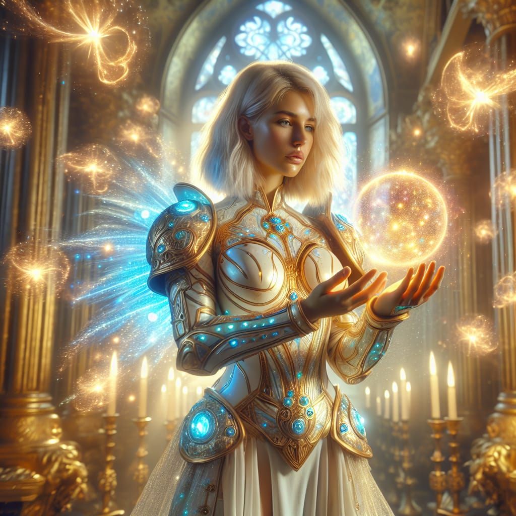 Radiant Paladin of Light in Golden Chapel