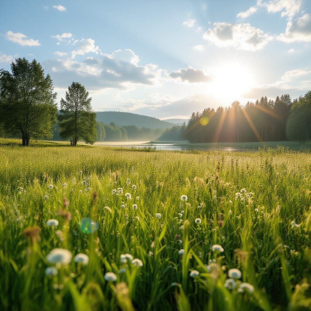 Summer Meadow with Sun and Rain