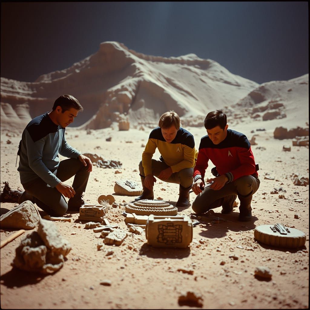 Star Trek Away Team Excavates Artifacts on Alien Planet