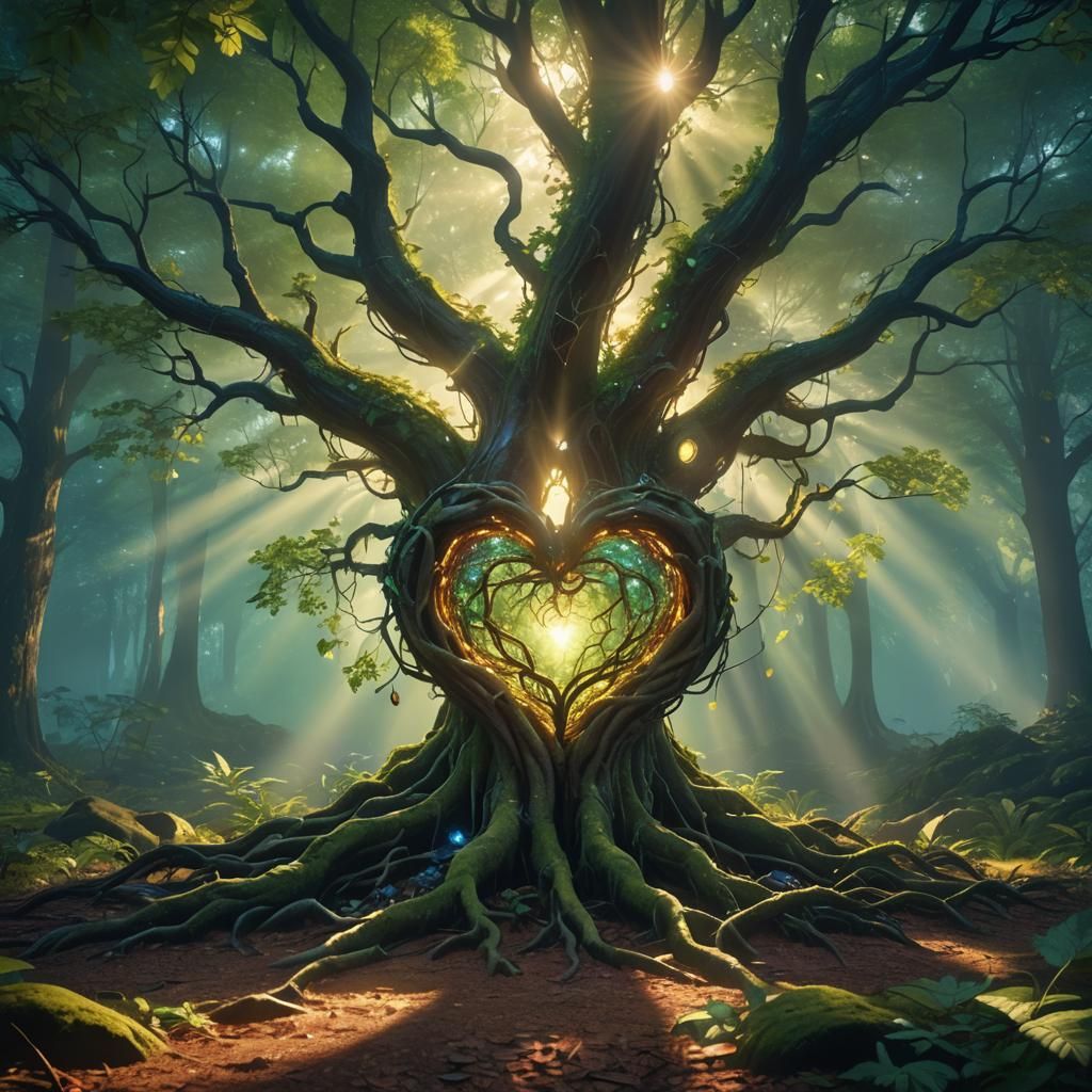Glowing Heart in Mystical Forest Concept Art