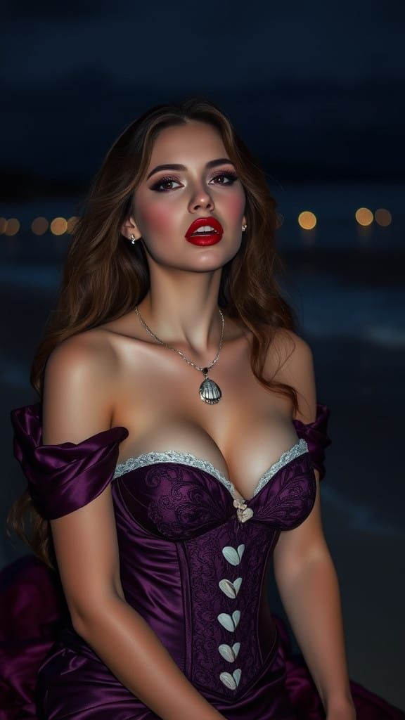 Mysterious Little Mermaid in Cyberpunk Corset