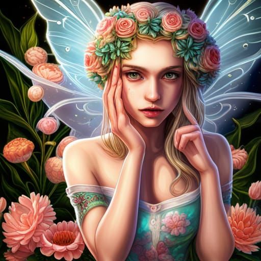 Sparkling Elf Fairy with Translucent Wings