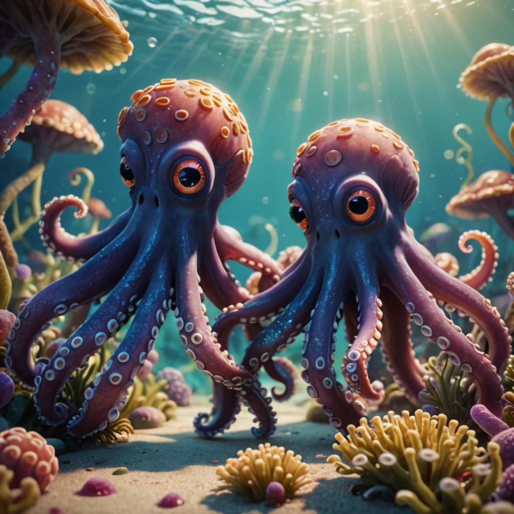 Octopus Love Story in Pixar-Inspired 3D Animation