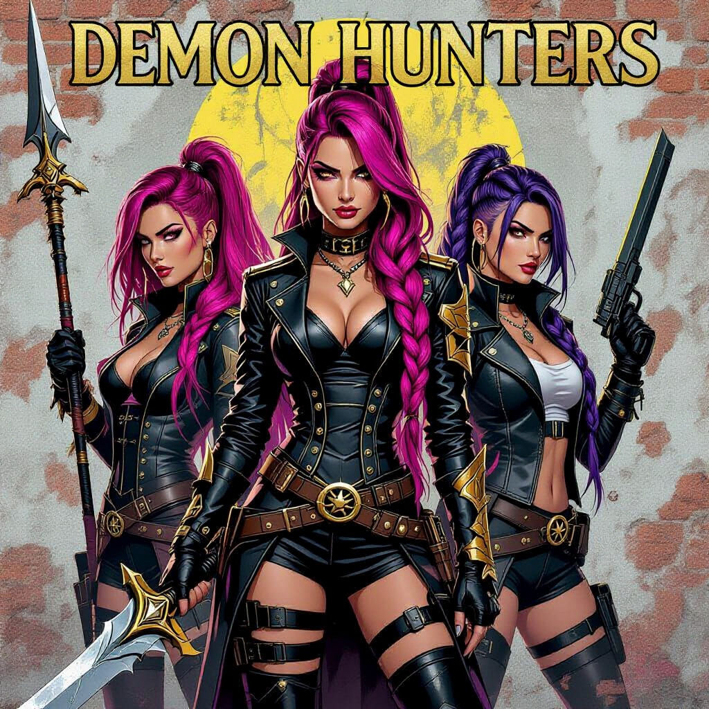 Graffiti Mural of Modern Demon Hunter Women