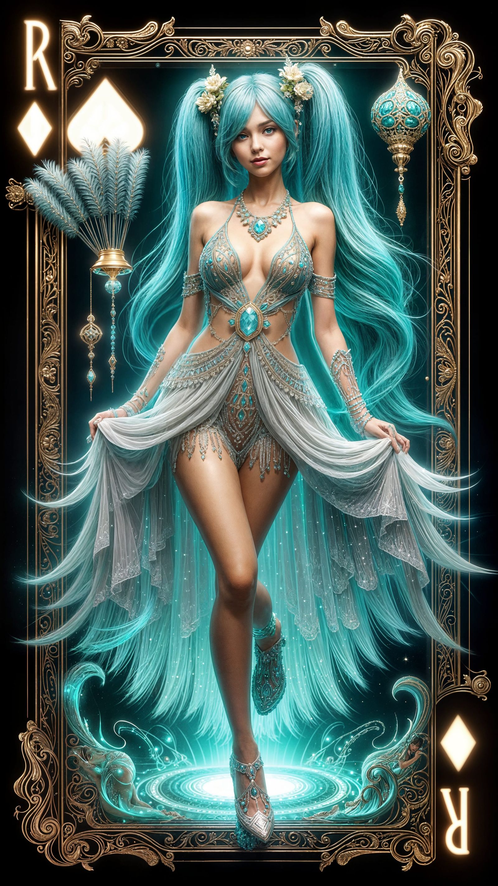 Hatsune Miku as 1920s Flapper in Art Deco Style