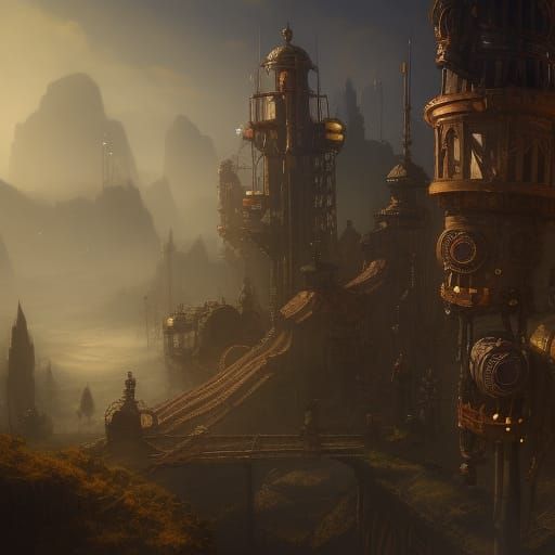 Detailed Steampunk Outfit in Matte Painting Style