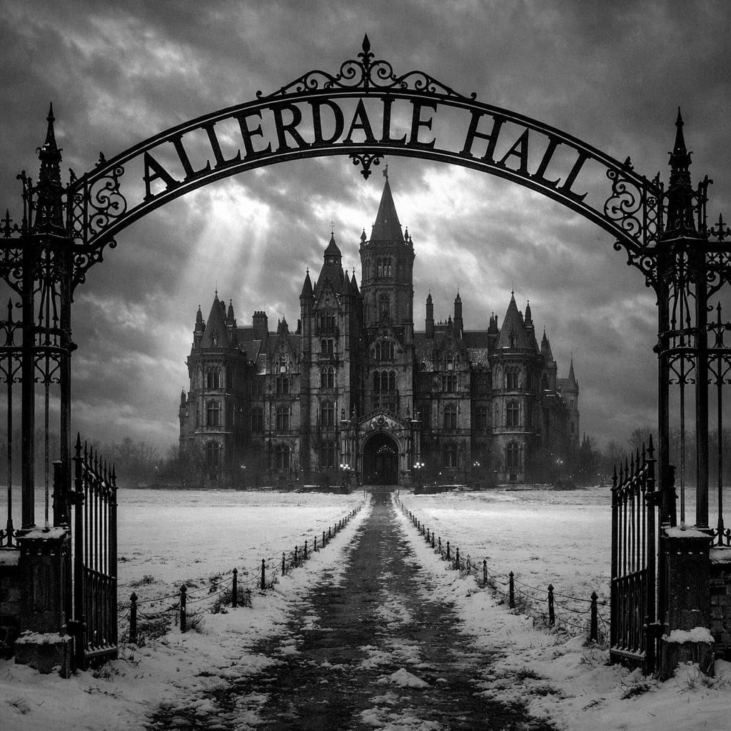 Mystical Gothic Castle in Snowy Cumbria at Dawn