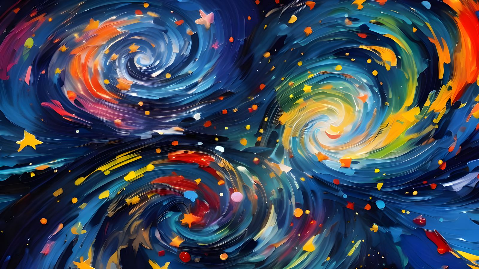 Surreal Cosmic Whirlpools in Impasto Oil Paint