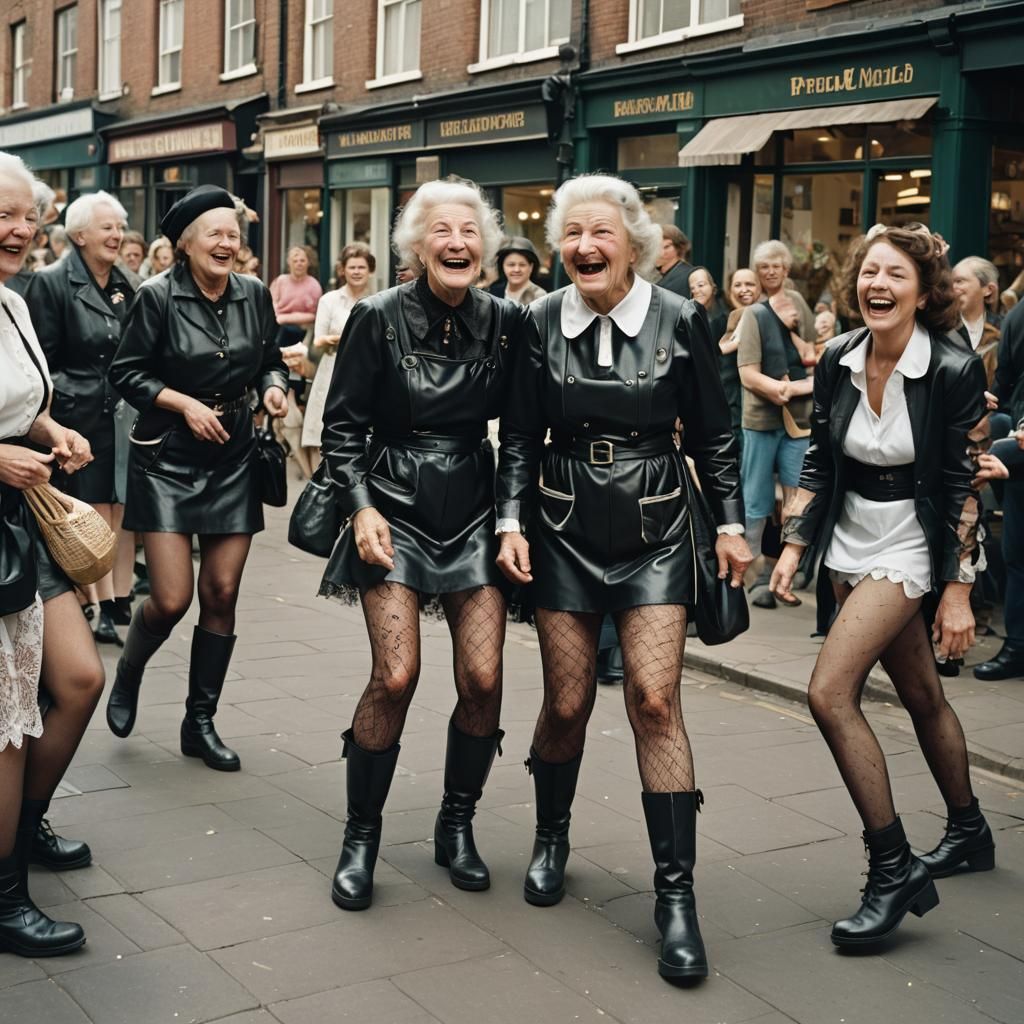 Grandmothers in Leather at Deptford Market: Cinematic Still