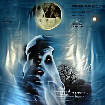 Ethereal Ghost Under Moonlight: Horror Movie Art