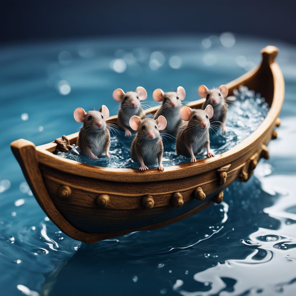 Viking Mice Sail Across Porcelain Sea