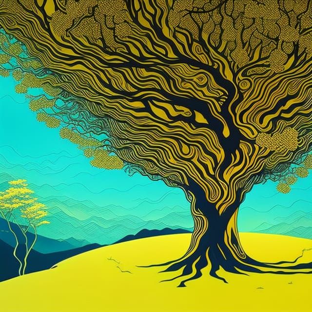 Cheese Tree: Hyperdetailed Cel-Shaded Photograph